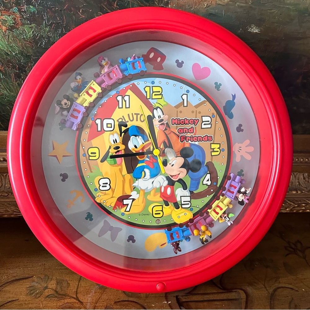 Vintage Disney Mickey Mouse Friends Animated Musical Wall Clock Melody RARE HTF